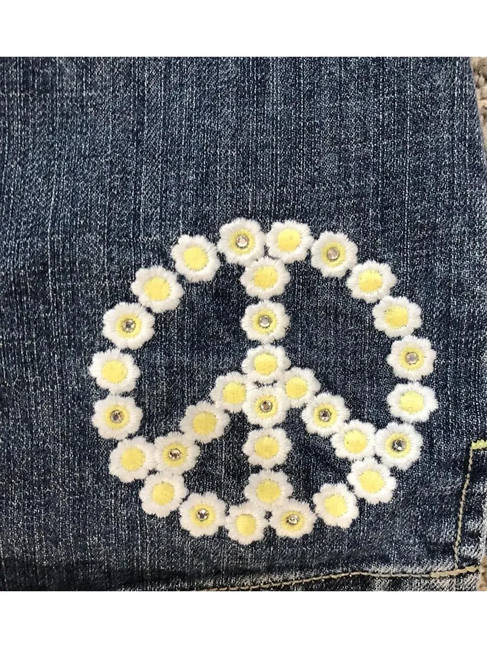 Gymboree Girls 12 Blue Denim Skort Embroidered Flower Piece Sign 5 Pocket